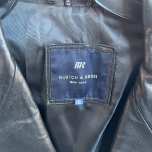 Morton & Rossi Three Button Pocket Coat Black Leather Jacket XXL - Picture 3 of 11
